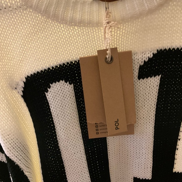 (NWT) POL Crochet Knit Sweater 01 Graphic Oversized One Size - Picture 2 of 3